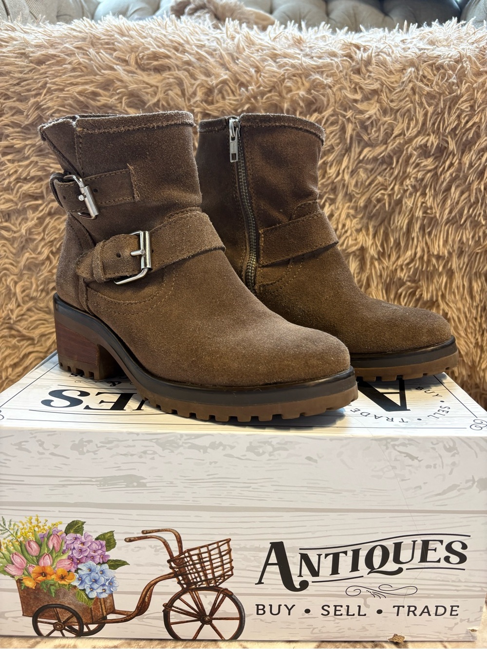 Steve Madden Brown Suede Buckle Ankle Boots